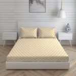 Cottage Garden-1 300 TC 100% Cotton Ultra Fine Yellow Colored Ethnic Print Double Bed Sheet Set