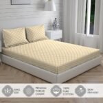 Cottage Garden-1 300 TC 100% Cotton Ultra Fine Yellow Colored Ethnic Print Double Bed Sheet Set