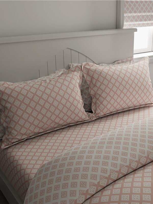 Cottage Garden-1 300 TC 100% Cotton Ultra Fine Orange Colored Ethnic Print Double Bed Sheet Set