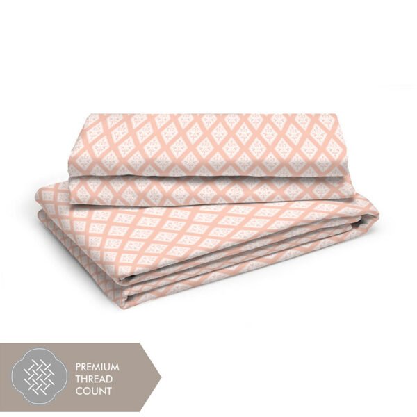 Cottage Garden-1 300 TC 100% Cotton Ultra Fine Orange Colored Ethnic Print Double Bed Sheet Set