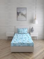 Iris Gaze-1 100% Cotton Fine Blue Colored Floral Print Single Bed Sheet Set