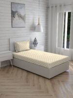 Iris Gaze-1 100% Cotton Fine White/Yellow Colored Ethnic Print Single Bed Sheet Set
