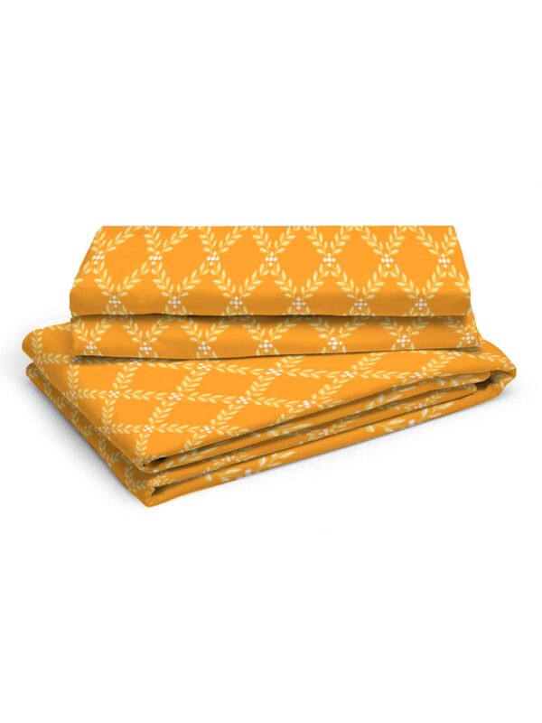 Iris Gaze-1 100% Cotton Fine Yellow Colored Ethnic Print Single Bed Sheet Set