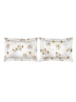 Iris Gaze-1 100% Cotton Fine White/Brown Colored Floral Print King Bed Sheet Set