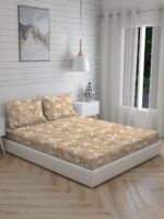Iris Gaze-1 100% Cotton Fine Brown Colored Floral Print King Bed Sheet Set