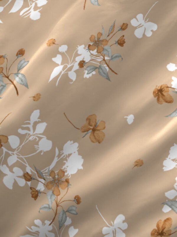 Iris Gaze-1 100% Cotton Fine Brown Colored Floral Print King Bed Sheet Set