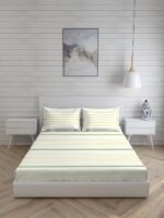 Iris Gaze-1 100% Cotton Fine Multi Colored Stripes Print King Bed Sheet Set