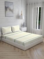 Iris Gaze-1 100% Cotton Fine Multi Colored Stripes Print King Bed Sheet Set