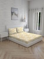 Iris Gaze-1 100% Cotton Fine Brown Colored Ethnic Print King Bed Sheet Set
