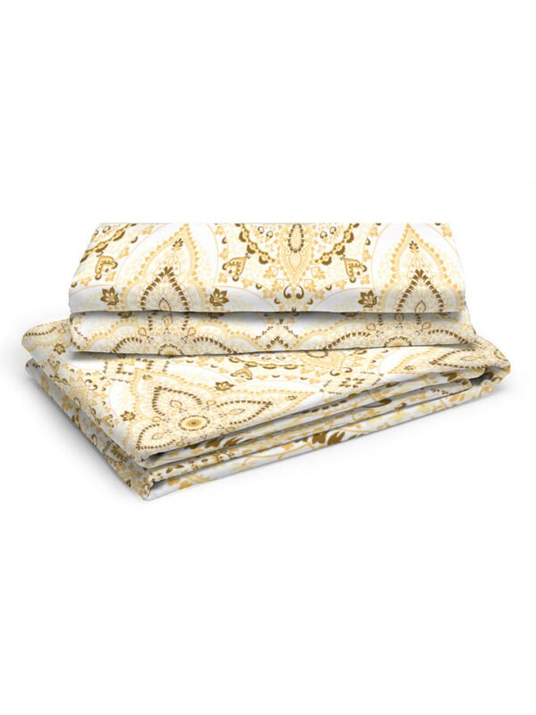 Iris Gaze-1 100% Cotton Fine Brown Colored Ethnic Print King Bed Sheet Set