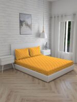 Iris Gaze-1 100% Cotton Fine Orange Colored Ethnic Print King Bed Sheet Set