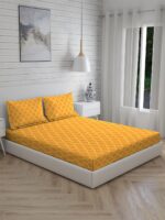 Iris Gaze-1 100% Cotton Fine Orange Colored Ethnic Print King Bed Sheet Set