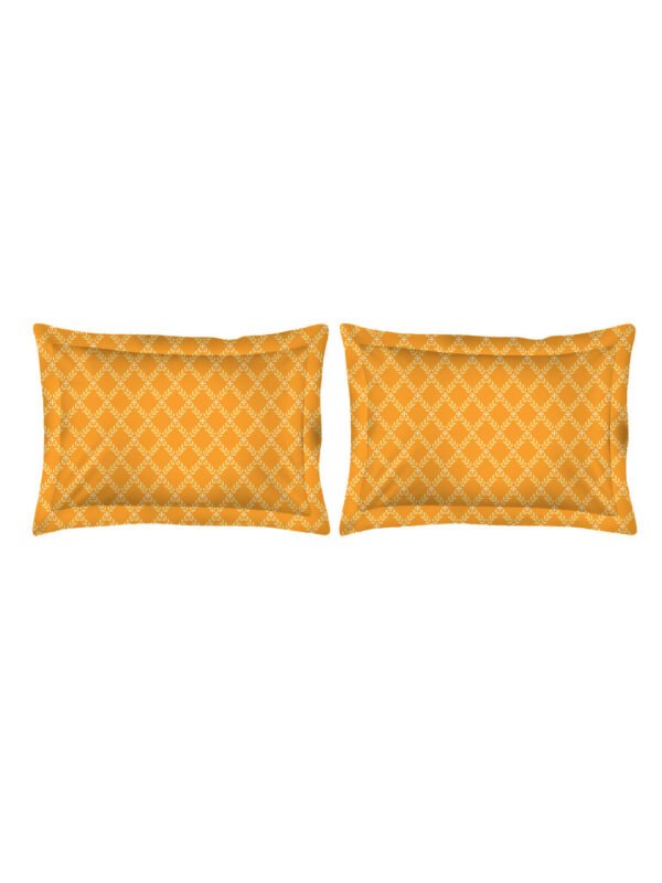 Iris Gaze-1 100% Cotton Fine Orange Colored Ethnic Print King Bed Sheet Set