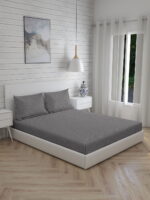 Wizard 100% Cotton Fine Grey Colored Geometric Print King Bed Sheet Set