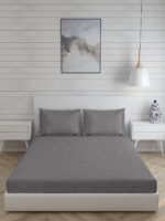 Wizard 100% Cotton Fine Grey Colored Geometric Print King Bed Sheet Set