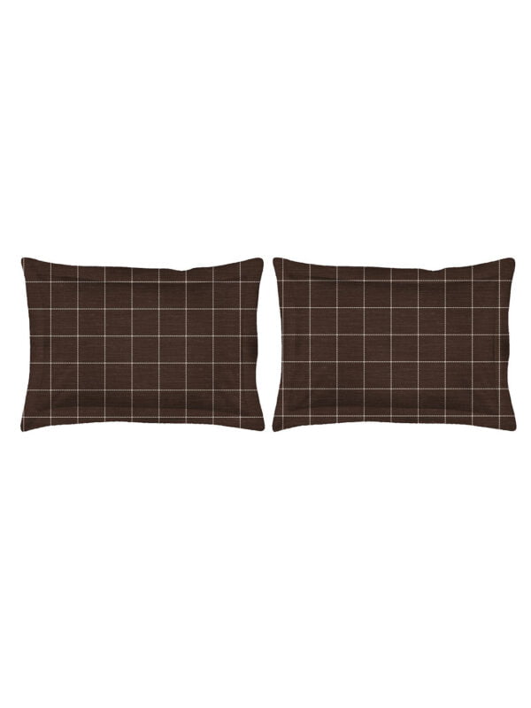 Wizard 100% Cotton Fine Coffee Brown Colored Checkered Print King Bed Sheet Set
