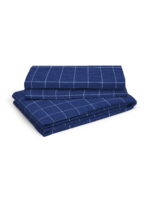 Wizard 100% Cotton Fine Blue Colored Checkered Print King Bed Sheet Set