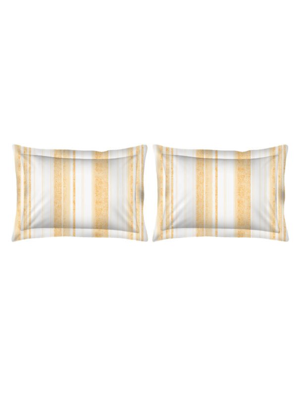 Wizard 100% Cotton Fine White/Orange Colored Stripes Print King Bed Sheet Set
