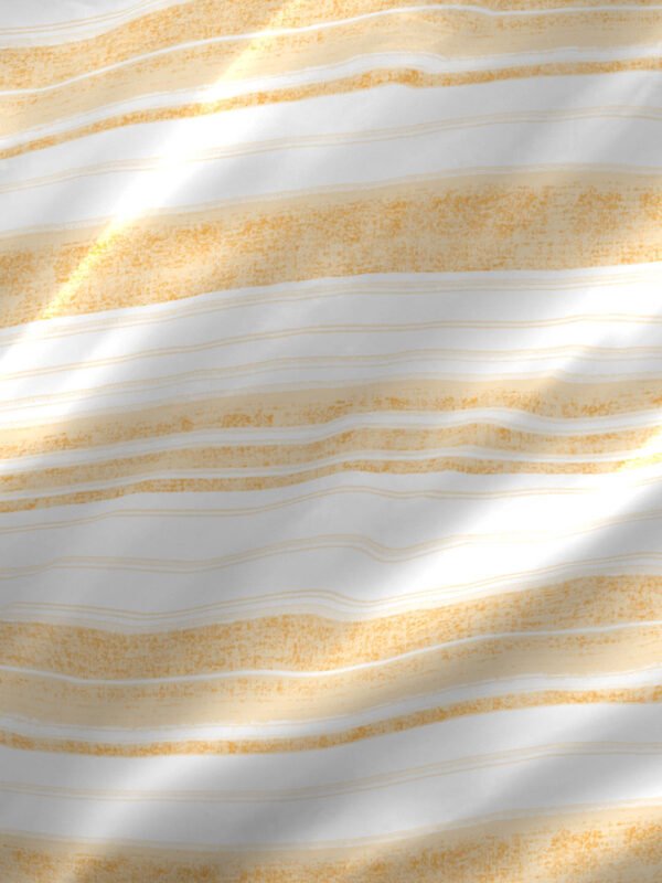 Wizard 100% Cotton Fine White/Orange Colored Stripes Print King Bed Sheet Set
