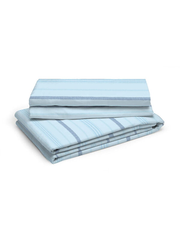 Wizard 100% Cotton Fine Blue Colored Stripes Print King Bed Sheet Set
