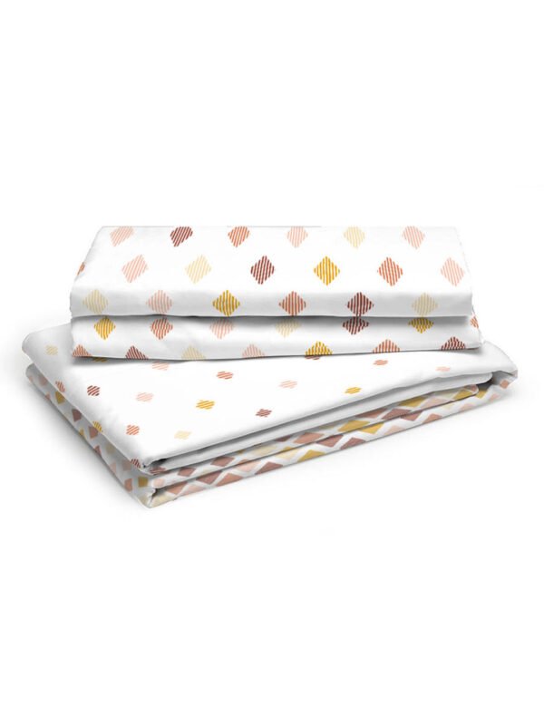 Akira -1 225 TC Chief Value Cotton Super Fine White/Brown Colored Geometric Print King Bed Sheet Set