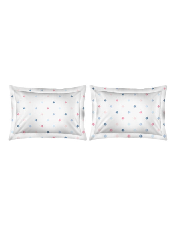 Akira -1 225 TC Chief Value Cotton Super Fine White/Blue Colored Geometric Print King Bed Sheet Set