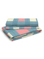 Akira -1 225 TC Chief Value Cotton Super Fine Blue Colored Checkered Print King Bed Sheet Set