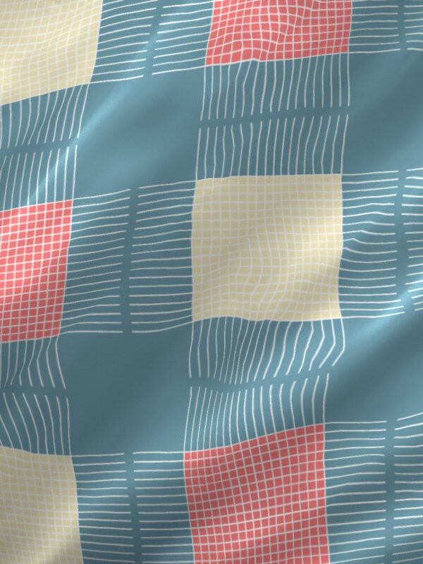 Akira -1 225 TC Chief Value Cotton Super Fine Blue Colored Checkered Print King Bed Sheet Set