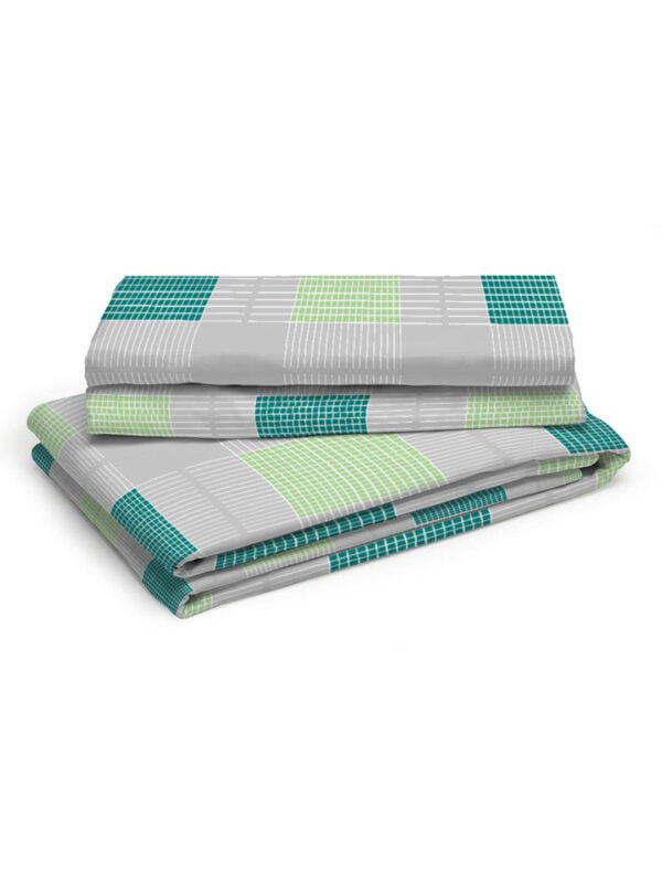 Akira -1 225 TC Chief Value Cotton Super Fine Grey Colored Checkered Print King Bed Sheet Set