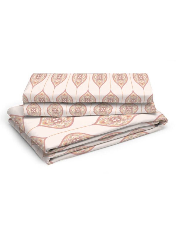 Akira -1 225 TC Chief Value Cotton Super Fine Beige Colored Ethnic Print King Bed Sheet Set