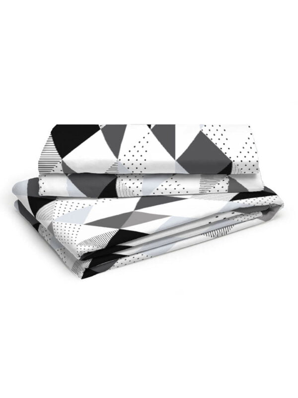 Akira 2 225 TC Chief Value Cotton Super Fine White/Black Colored Abstract Print King Bed Sheet Set