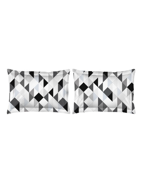 Akira 2 225 TC Chief Value Cotton Super Fine White/Black Colored Abstract Print King Bed Sheet Set