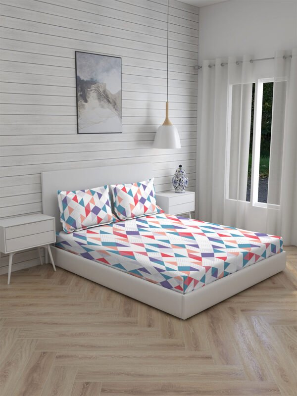 Akira 2 225 TC Chief Value Cotton Super Fine Multi Colored Abstract Print King Bed Sheet Set