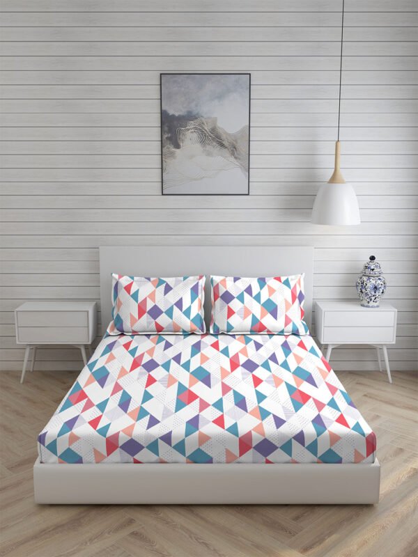 Akira 2 225 TC Chief Value Cotton Super Fine Multi Colored Abstract Print King Bed Sheet Set