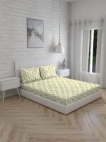 Akira 2 225 TC Chief Value Cotton Super Fine Yellow Colored Floral Print King Bed Sheet Set