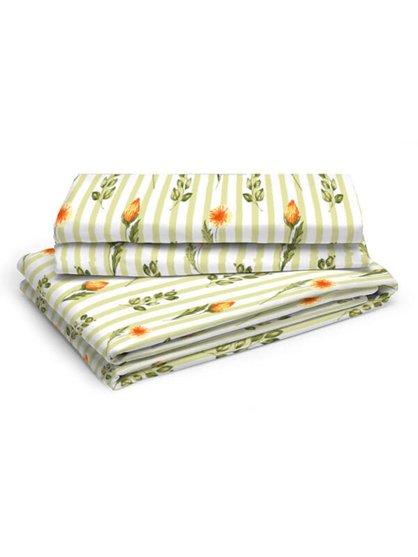Akira 2 225 TC Chief Value Cotton Super Fine Yellow Colored Floral Print King Bed Sheet Set