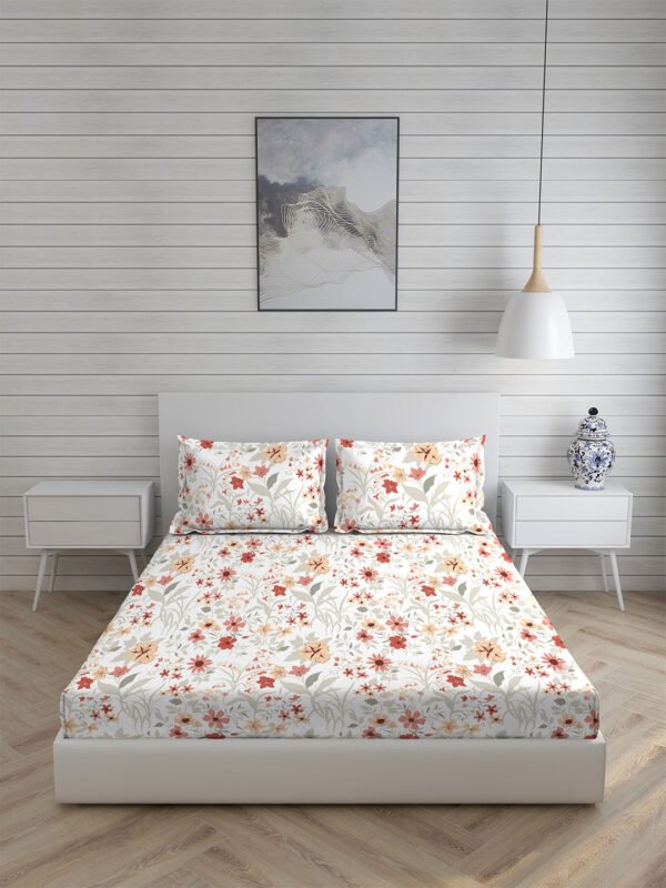 Akira 2 225 TC Chief Value Cotton Super Fine Multi Colored Floral Print King Bed Sheet Set