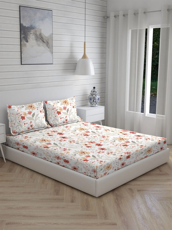 Akira 2 225 TC Chief Value Cotton Super Fine Multi Colored Floral Print King Bed Sheet Set