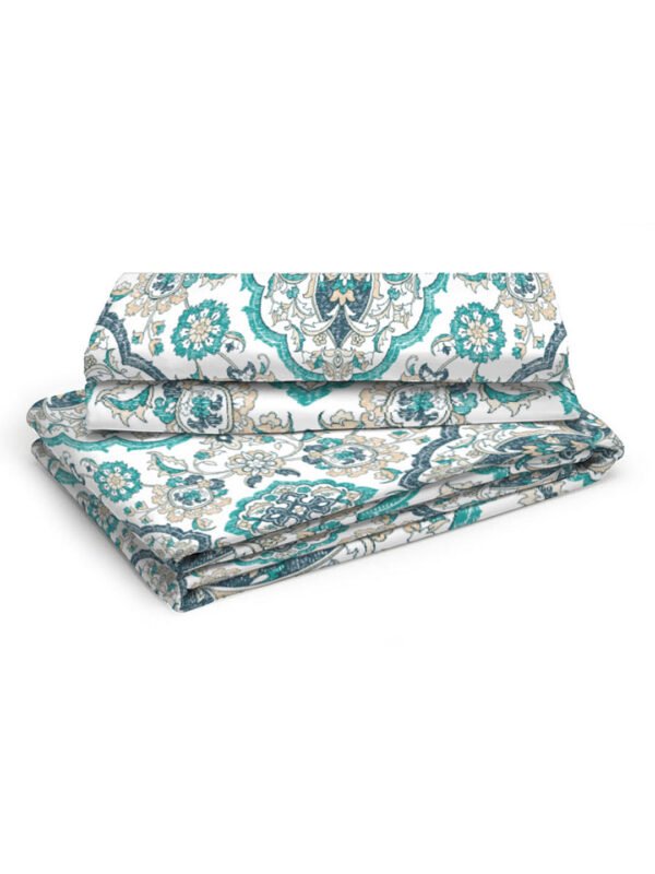 Akira 2 225 TC Chief Value Cotton Super Fine Green Colored Ethnic Print Double Bed Sheet Set