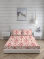 Akira 2 225 TC Chief Value Cotton Super Fine Red Colored Ethnic Print Double Bed Sheet Set