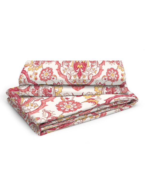 Akira 2 225 TC Chief Value Cotton Super Fine Red Colored Ethnic Print Double Bed Sheet Set