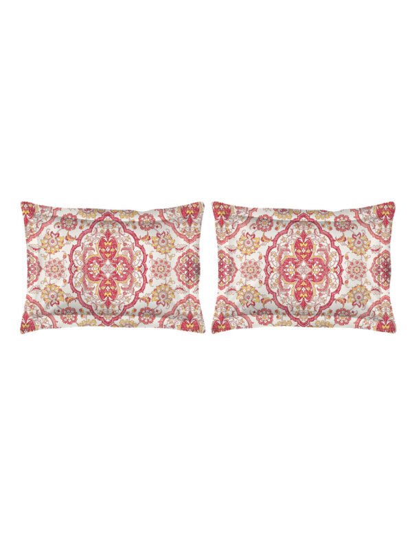 Akira 2 225 TC Chief Value Cotton Super Fine Red Colored Ethnic Print Double Bed Sheet Set