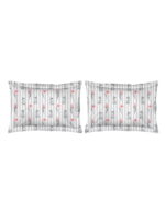 Akira 2 225 TC Chief Value Cotton Super Fine White/Grey Colored Floral Print Double Bed Sheet Set