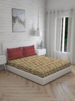 Angelite 270 TC 100% Cotton Super Fine Brown Colored Floral Print King Bed Sheet Set