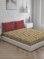 Angelite 270 TC 100% Cotton Super Fine Brown Colored Floral Print King Bed Sheet Set