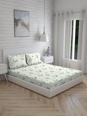 Angelite 270 TC 100% Cotton Super Fine Multi Colored Floral Print King Bed Sheet Set