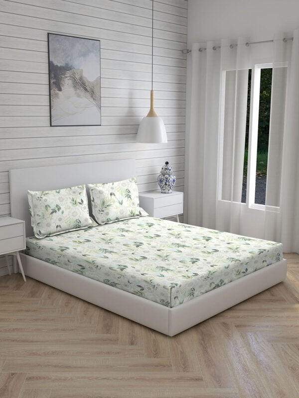 Angelite 270 TC 100% Cotton Super Fine Multi Colored Floral Print King Bed Sheet Set