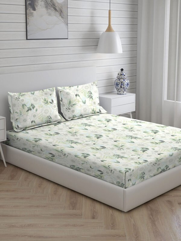 Angelite 270 TC 100% Cotton Super Fine Multi Colored Floral Print King Bed Sheet Set
