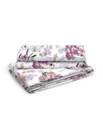 Angelite 270 TC 100% Cotton Super Fine White/Purple Colored Floral Print King Bed Sheet Set