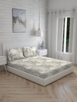 Angelite 270 TC 100% Cotton Super Fine Grey Colored Ethnic Print King Bed Sheet Set